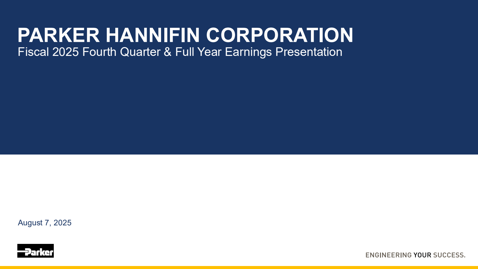 Parker-Hannifin's Q4 2025 Slide Deck