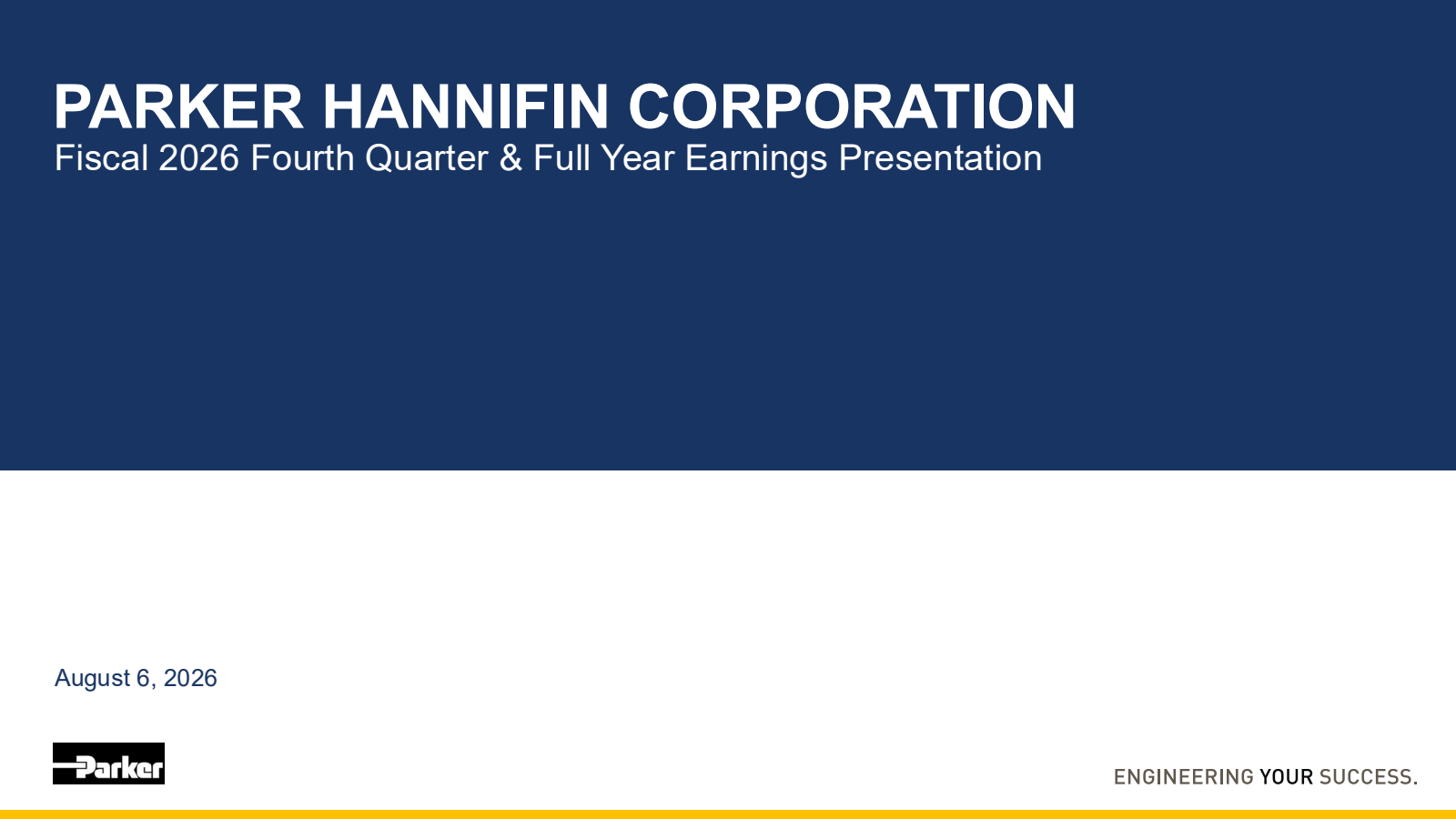 Parker-Hannifin's Q4 2026 Slide Deck