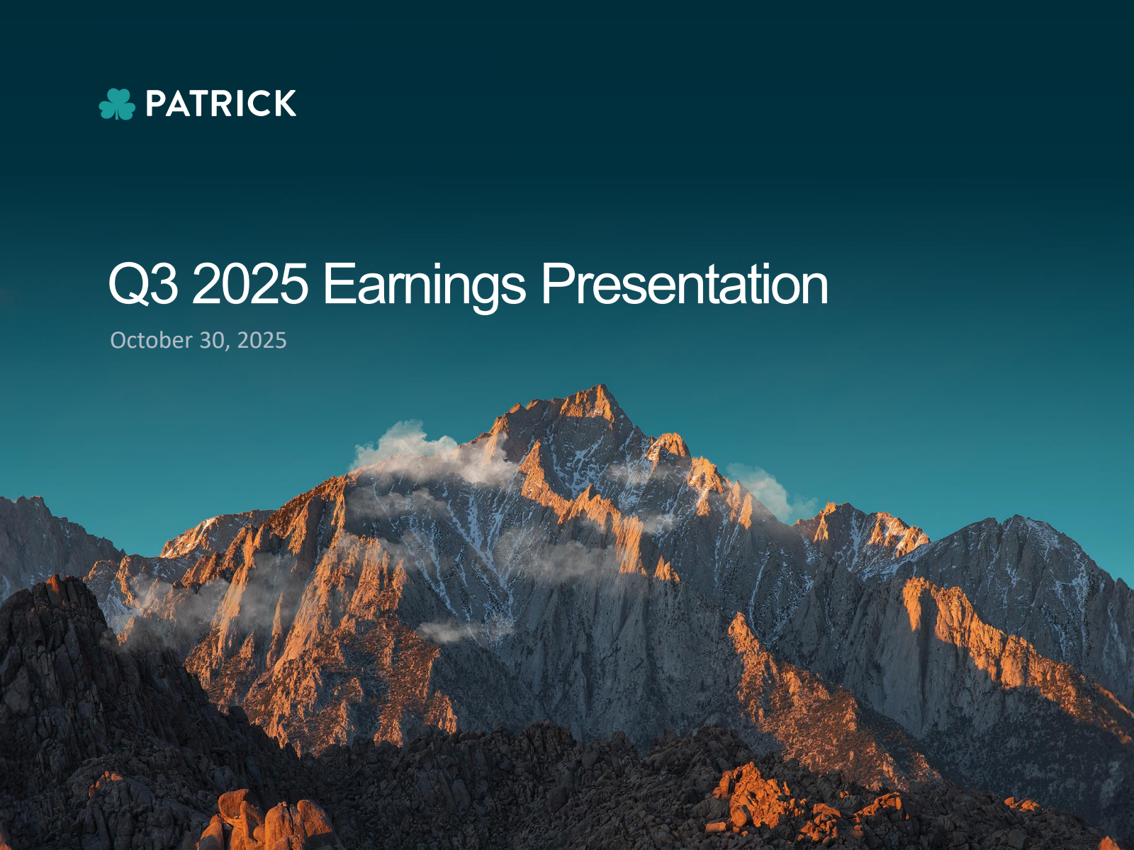 Patrick Industries' Q3 2025 Slide Deck
