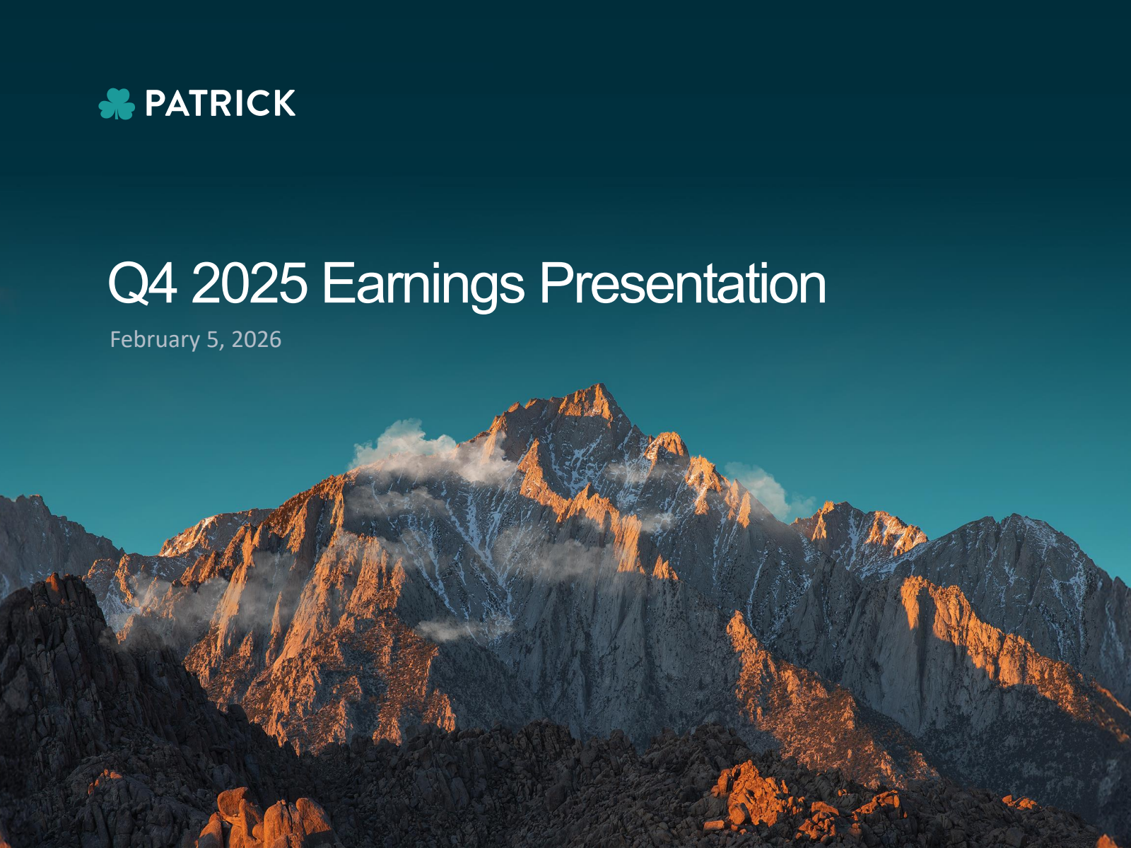 Patrick Industries' Q4 2025 Slide Deck