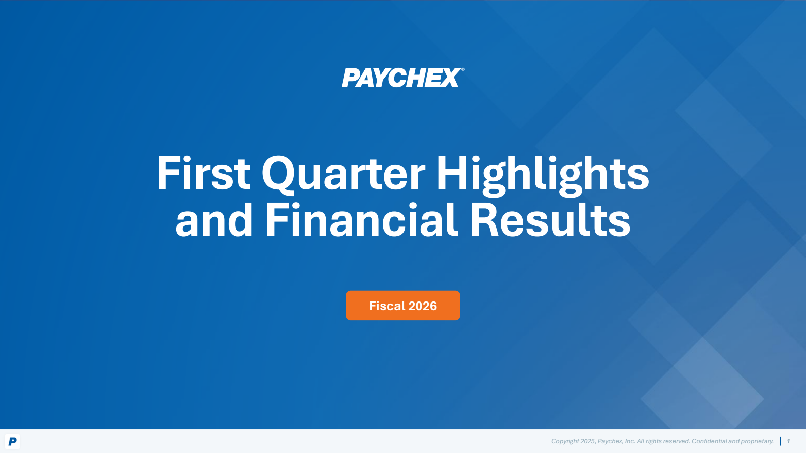 Paychex's Q1 2026 Slide Deck