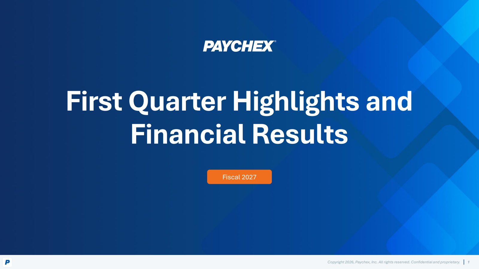 Paychex's Q1 2027 Slide Deck