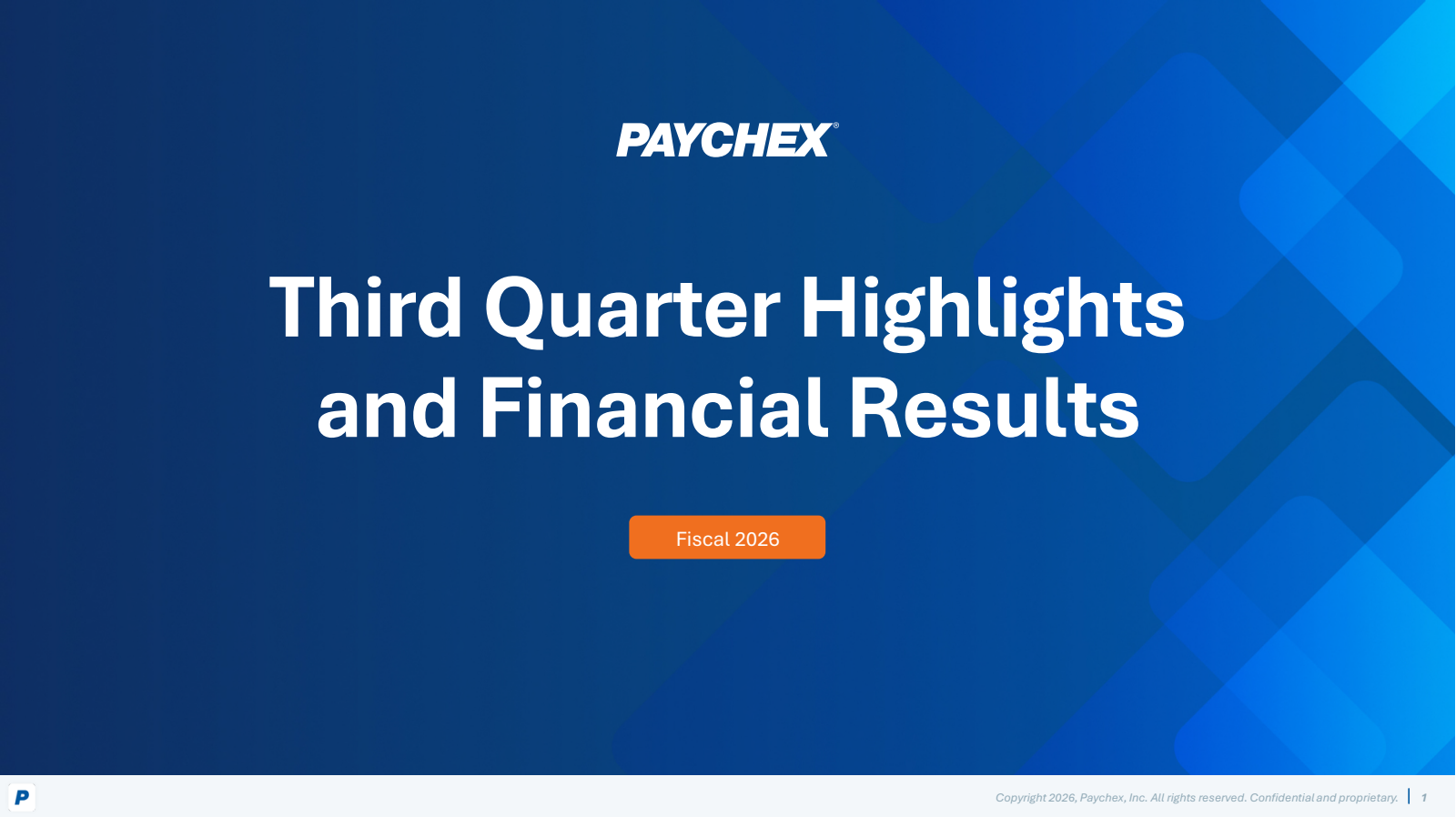 Paychex's Q3 2026 Slide Deck