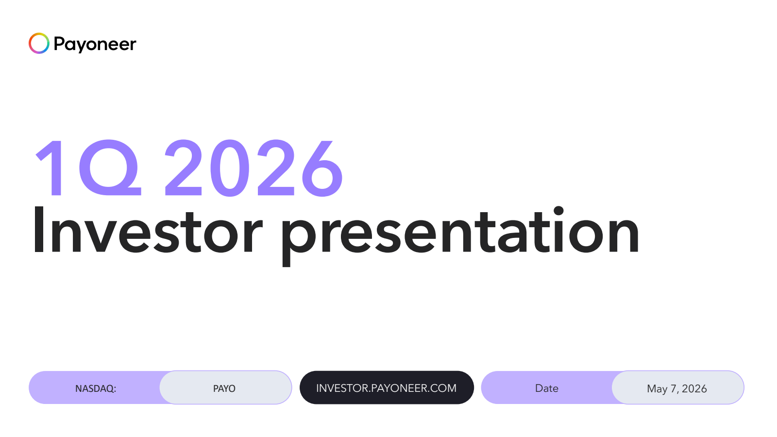 Payoneer Global's Q1 2026 Slide Deck