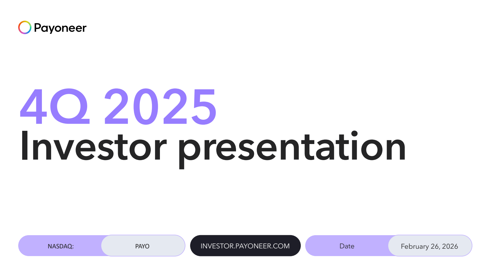 Payoneer Global's Q4 2025 Slide Deck