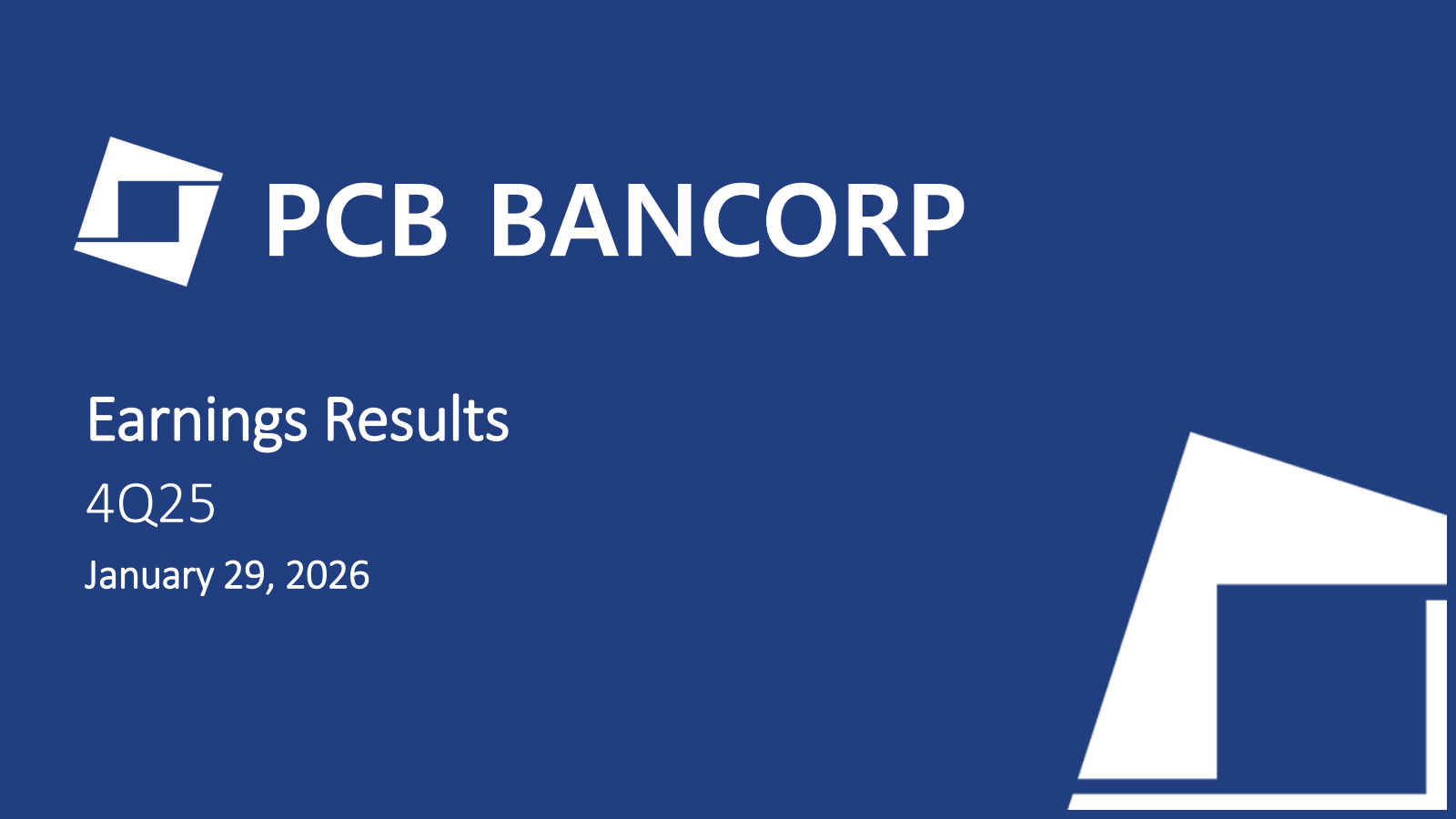 PCB Bancorp's Q4 2025 Slide Deck