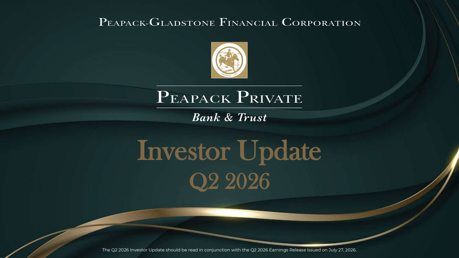 Peapack-Gladstone Financial's Q2 2026 Slide Deck