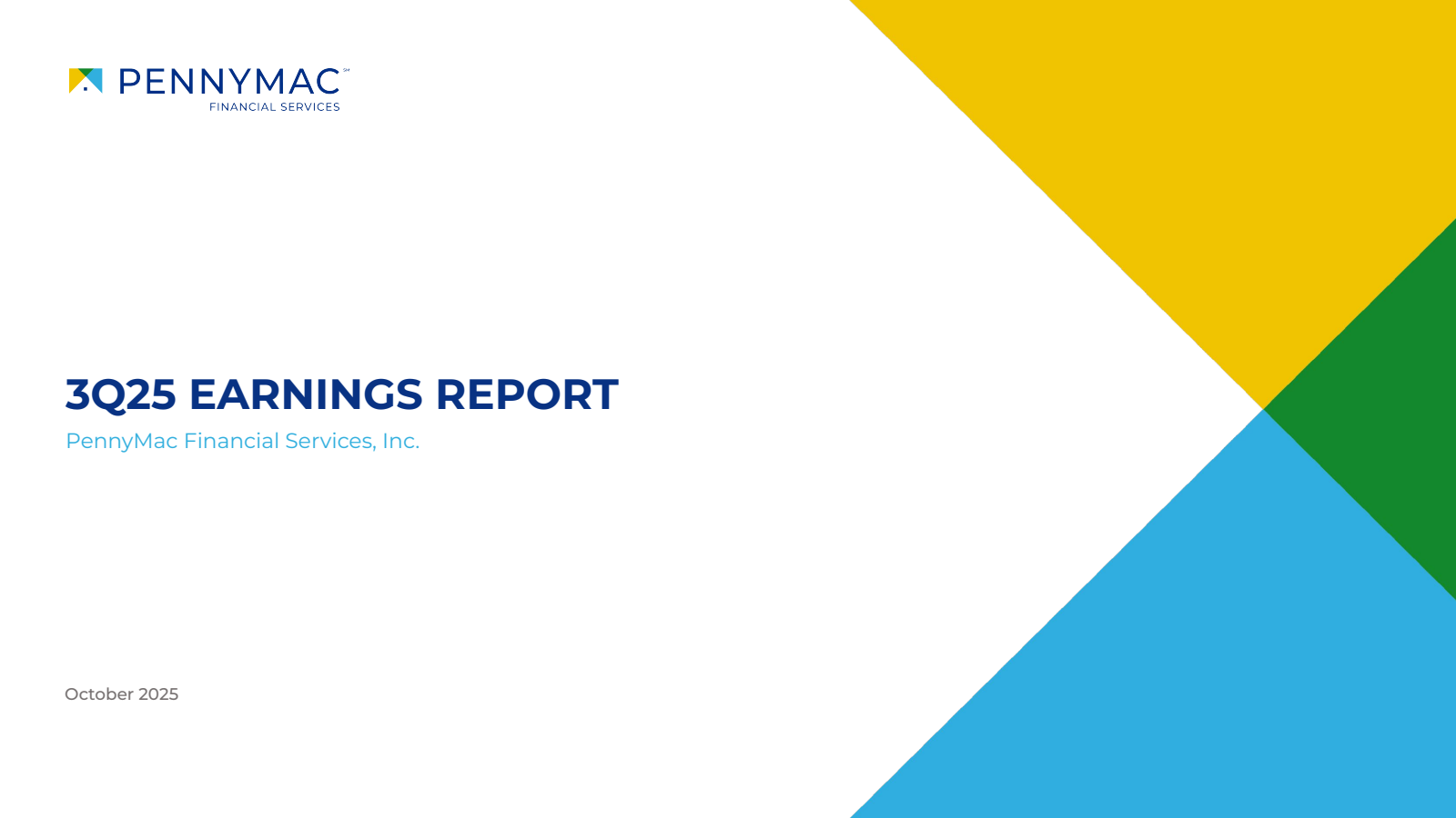 PennyMac Financial Services' Q3 2025 Slide Deck