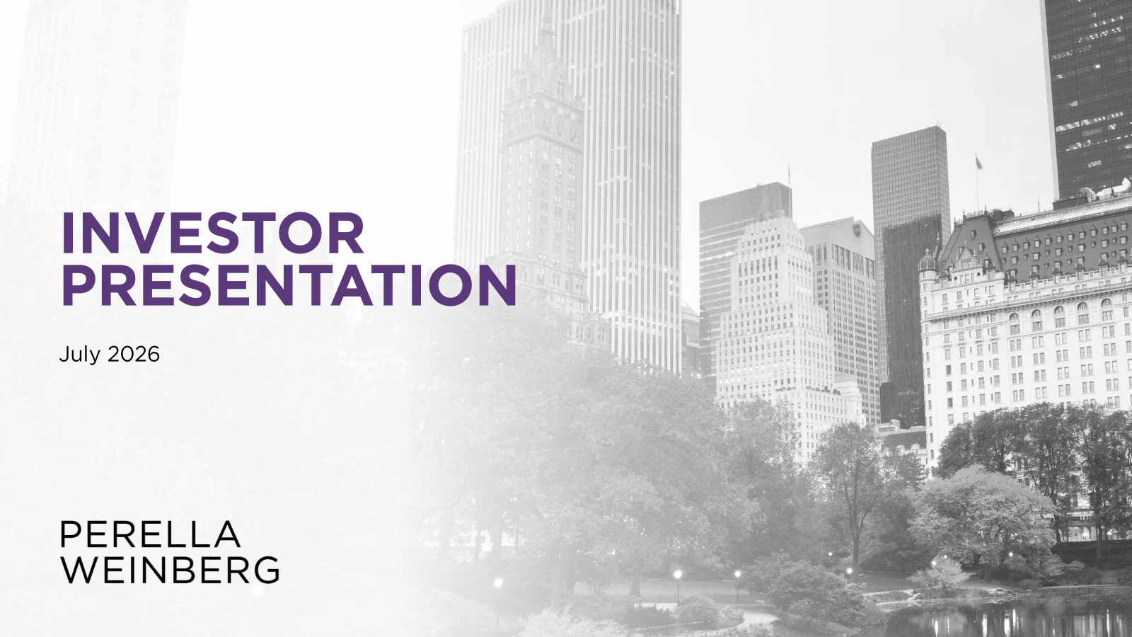 Perella Weinberg Partners' Q2 2026 Slide Deck