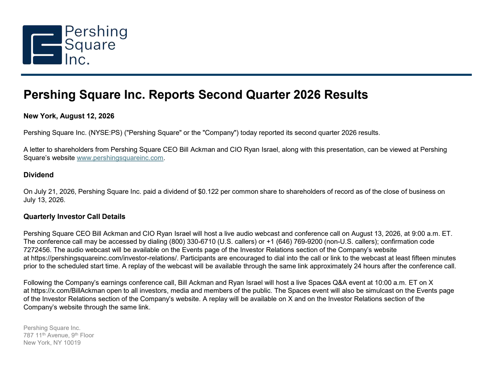 Pershing Square's Q2 2026 Slide Deck