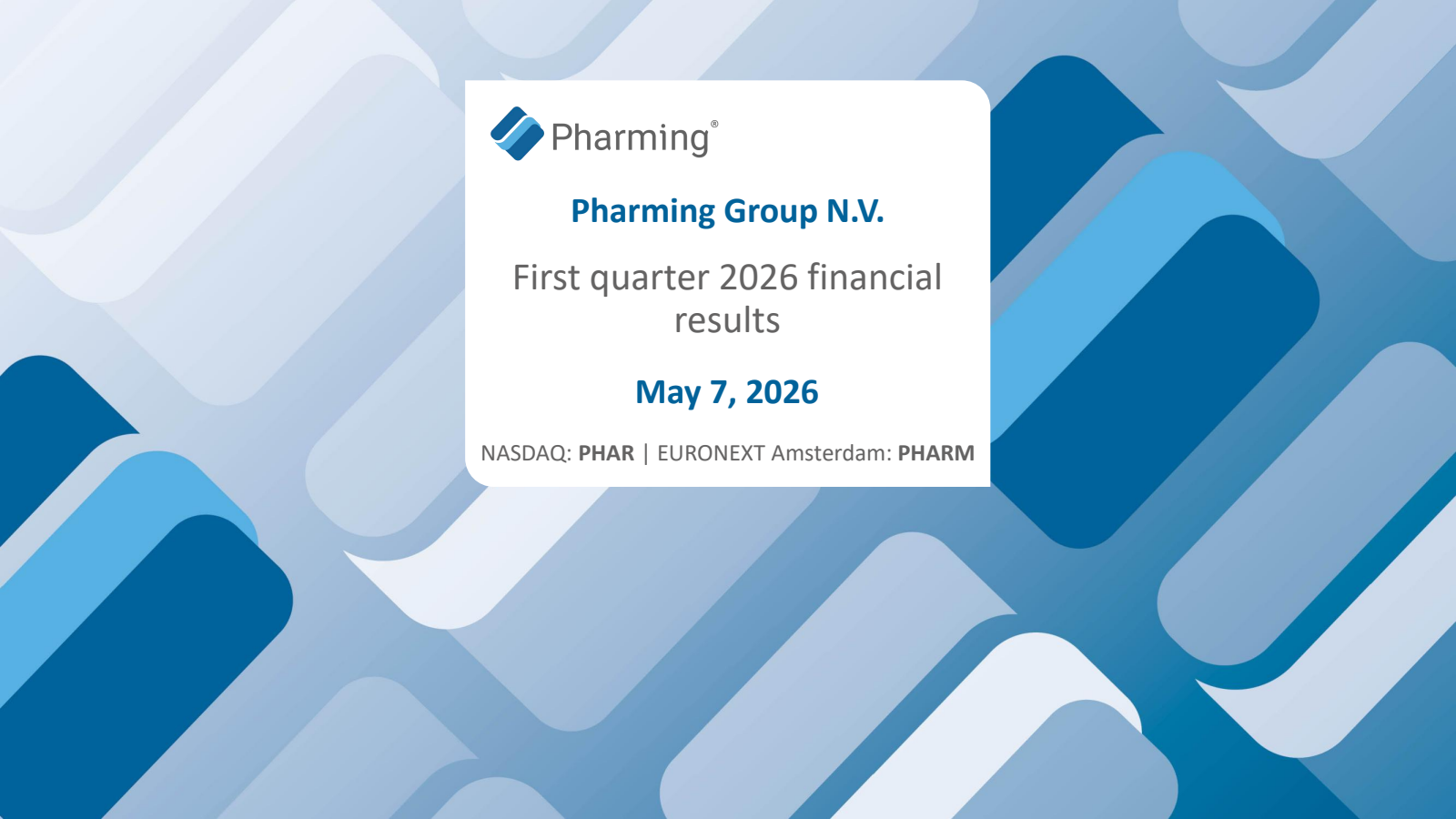 Pharming Group's Q1 2026 Slide Deck