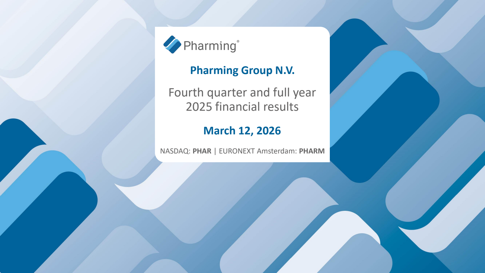 Pharming Group's Q4 2025 Slide Deck