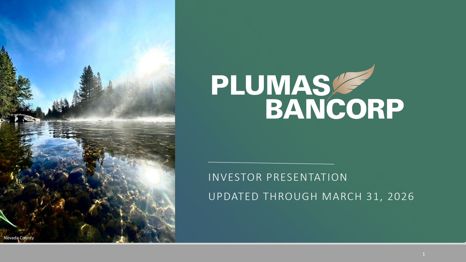 Plumas Bancorp's Q1 2026 Slide Deck