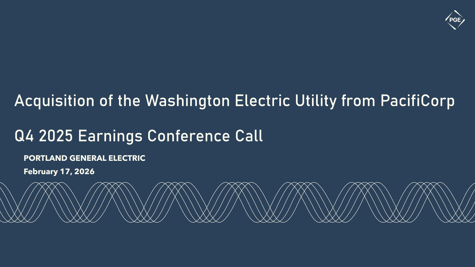 Portland General Electric's Q4 2025 Slide Deck