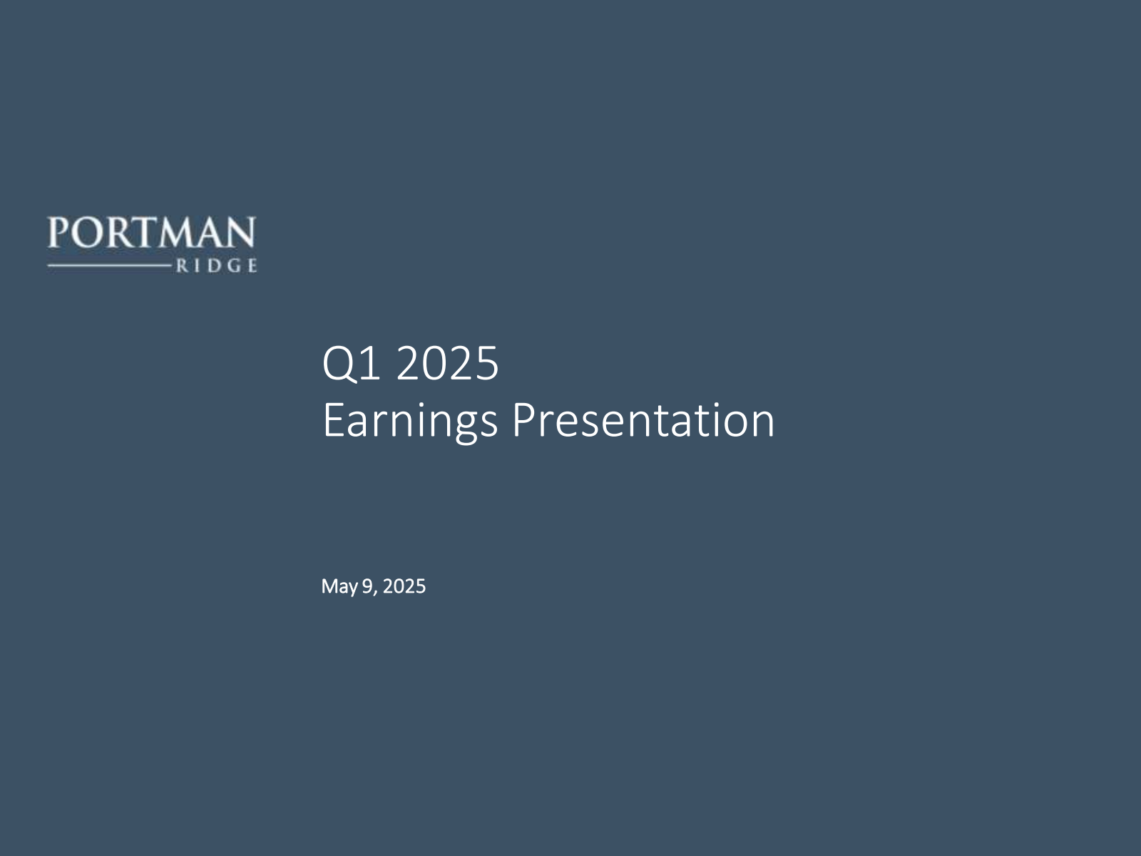 Portman Ridge Finance's Q1 2025 Slide Deck