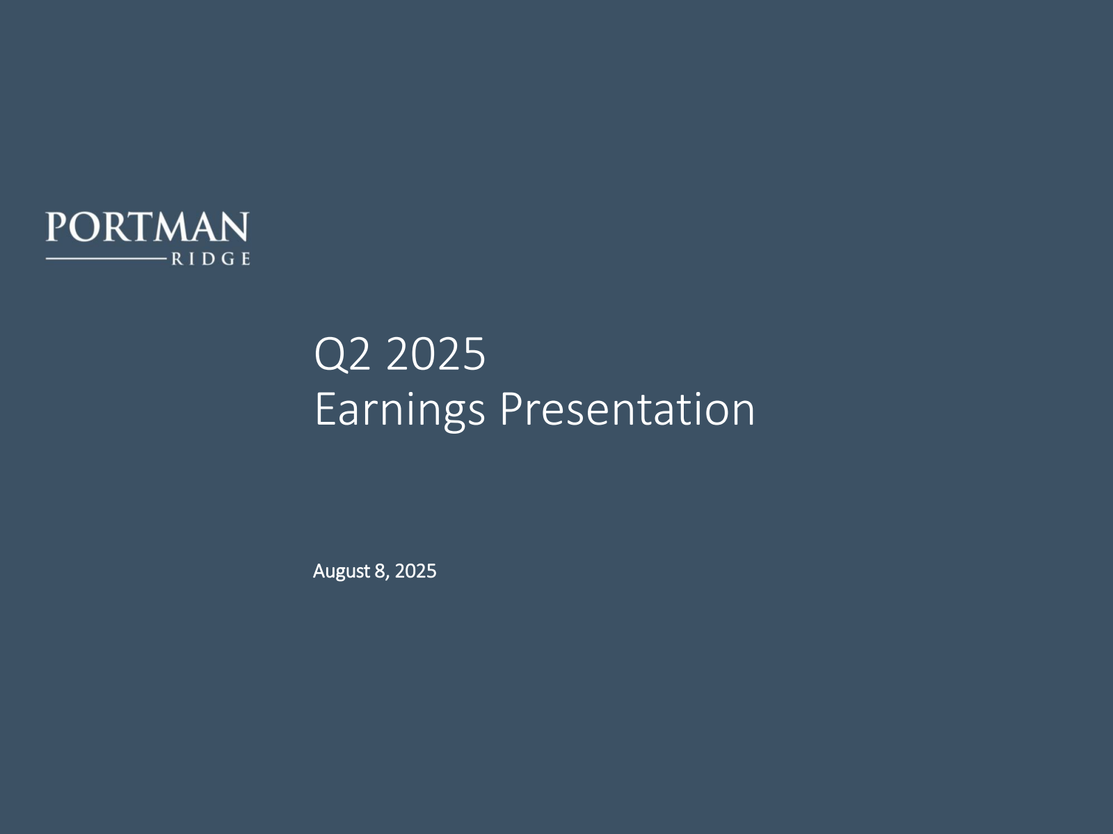 Portman Ridge Finance's Q2 2025 Slide Deck
