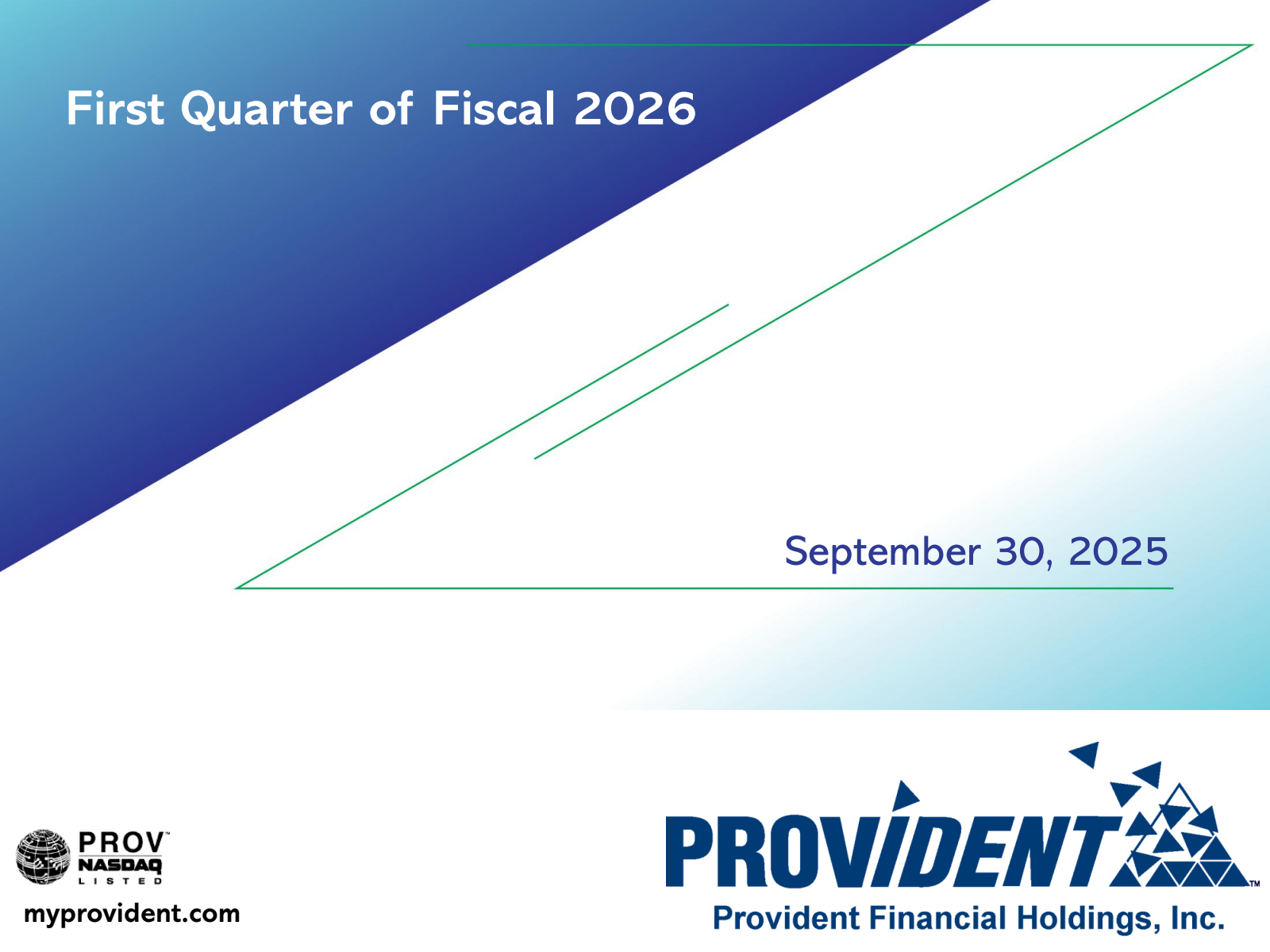 Provident Financial's Q1 2026 Slide Deck