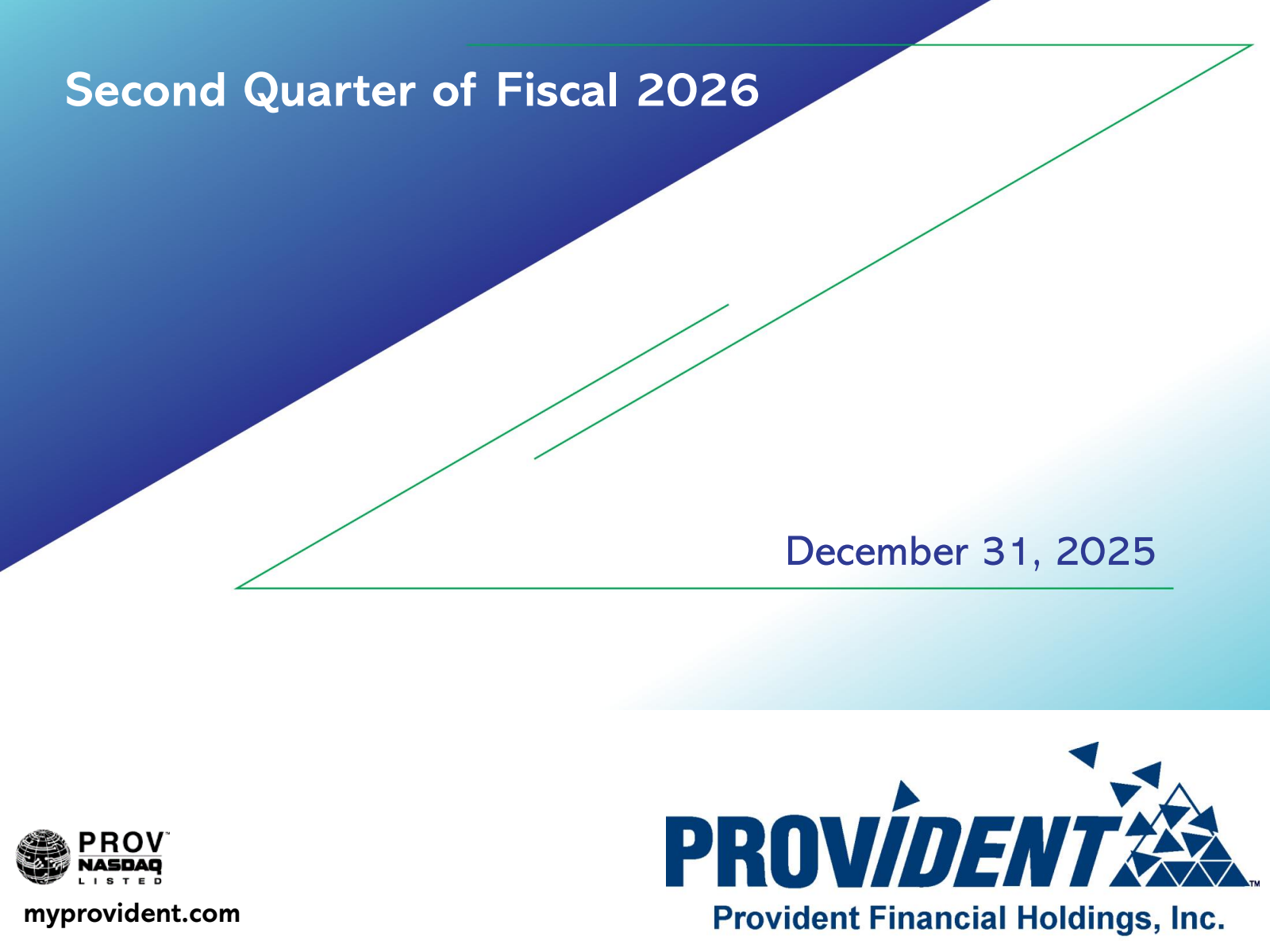 Provident Financial's Q2 2026 Slide Deck