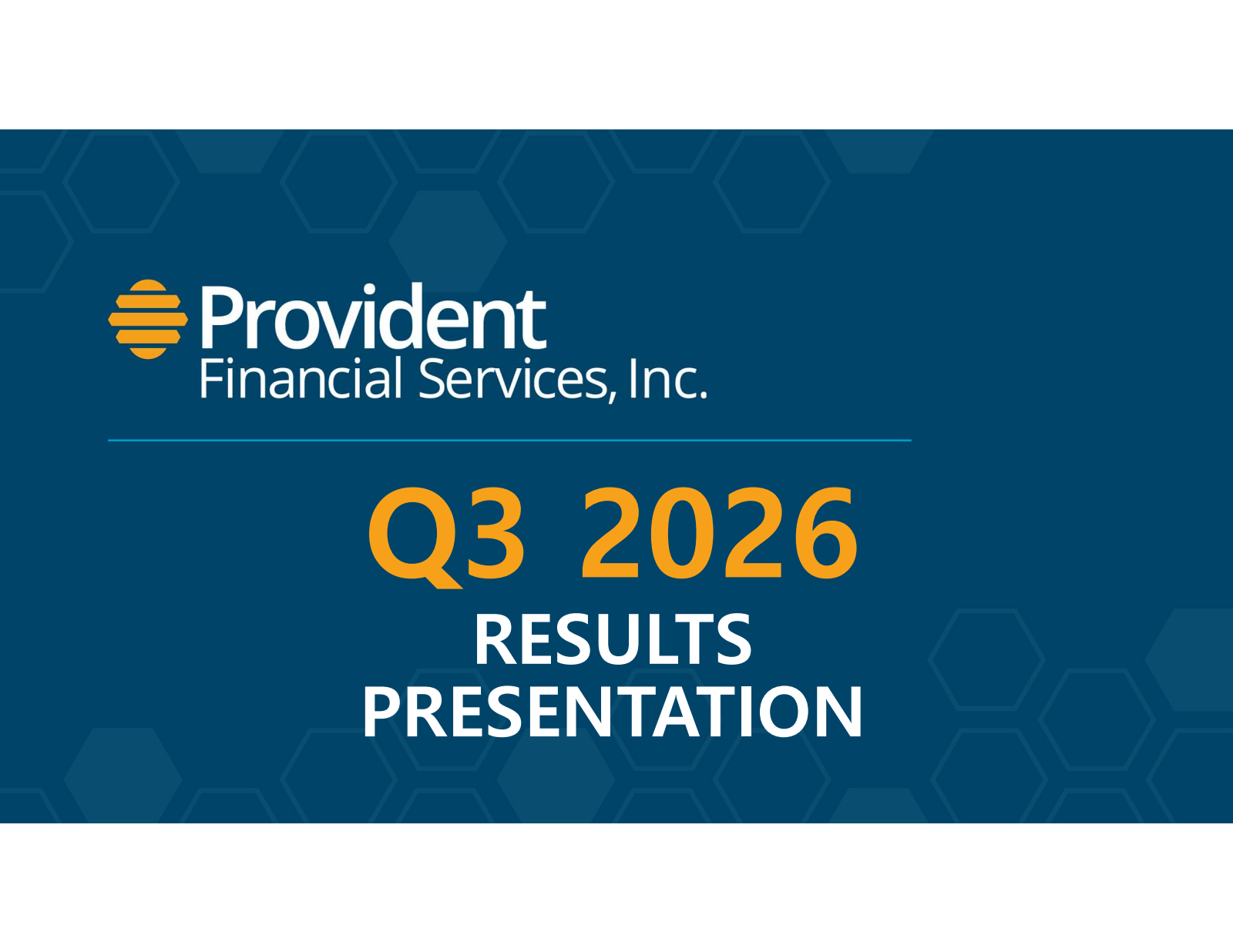 Provident Financial Services' Q3 2026 Slide Deck
