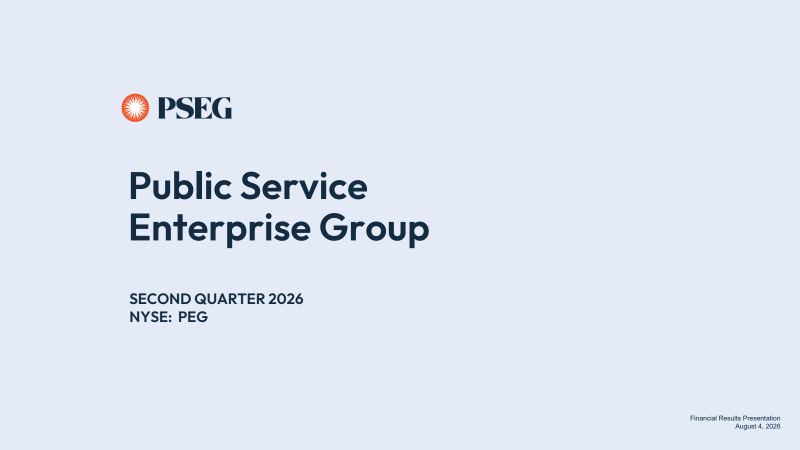 Public Service Enterprise Group's Q2 2026 Slide Deck