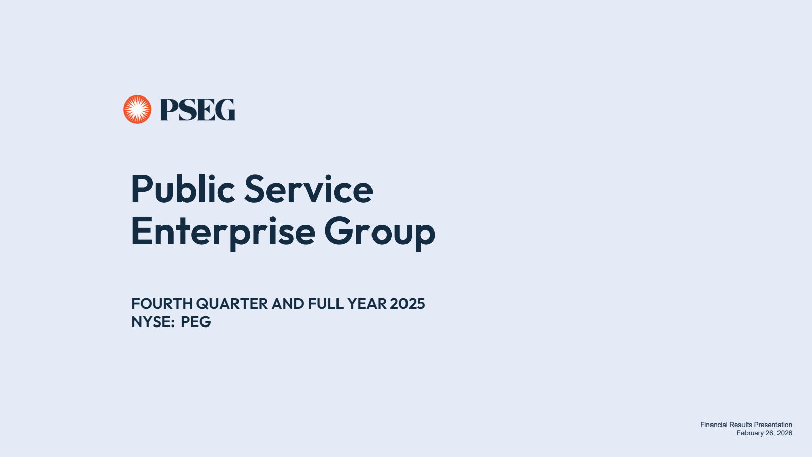 Public Service Enterprise Group's Q4 2025 Slide Deck