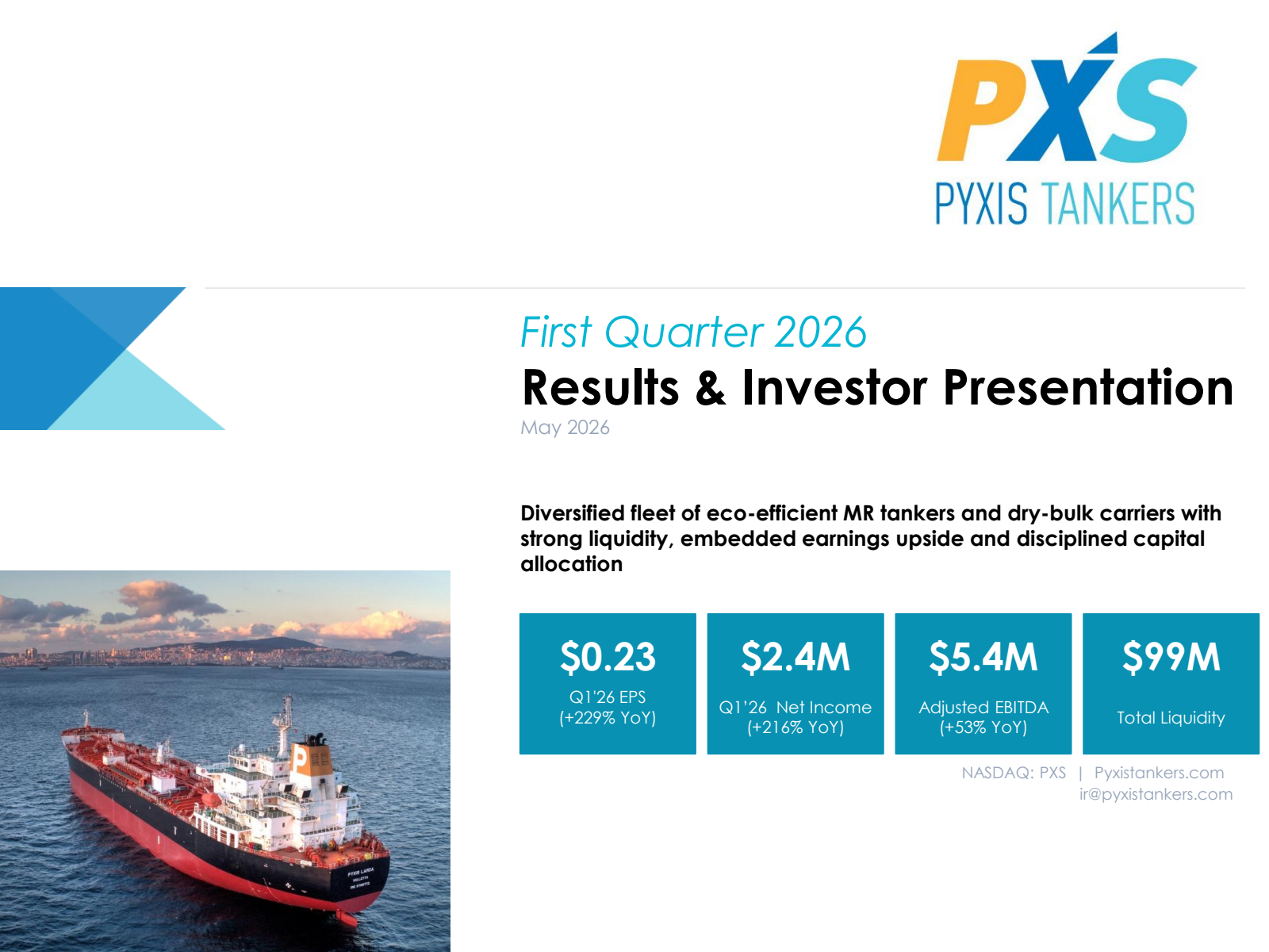 Pyxis Tankers' Q1 2026 Slide Deck