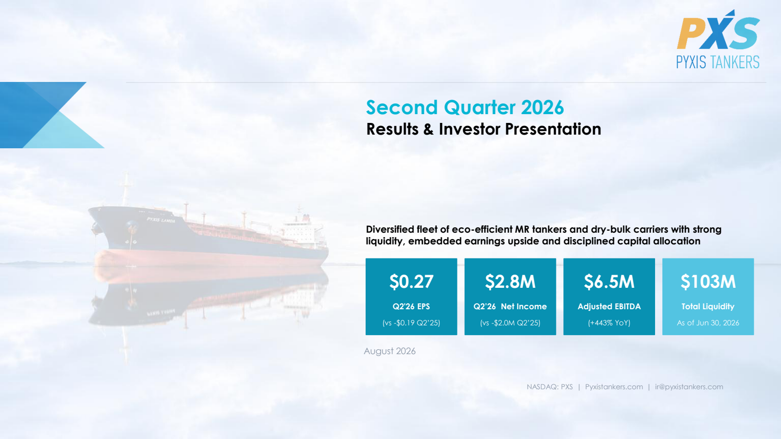 Pyxis Tankers' Q2 2026 Slide Deck