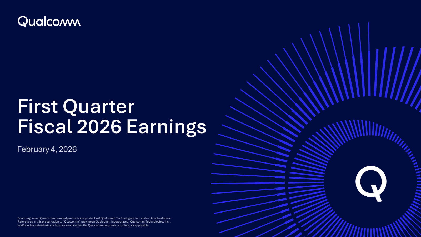 Qualcomm's Q1 2026 Slide Deck