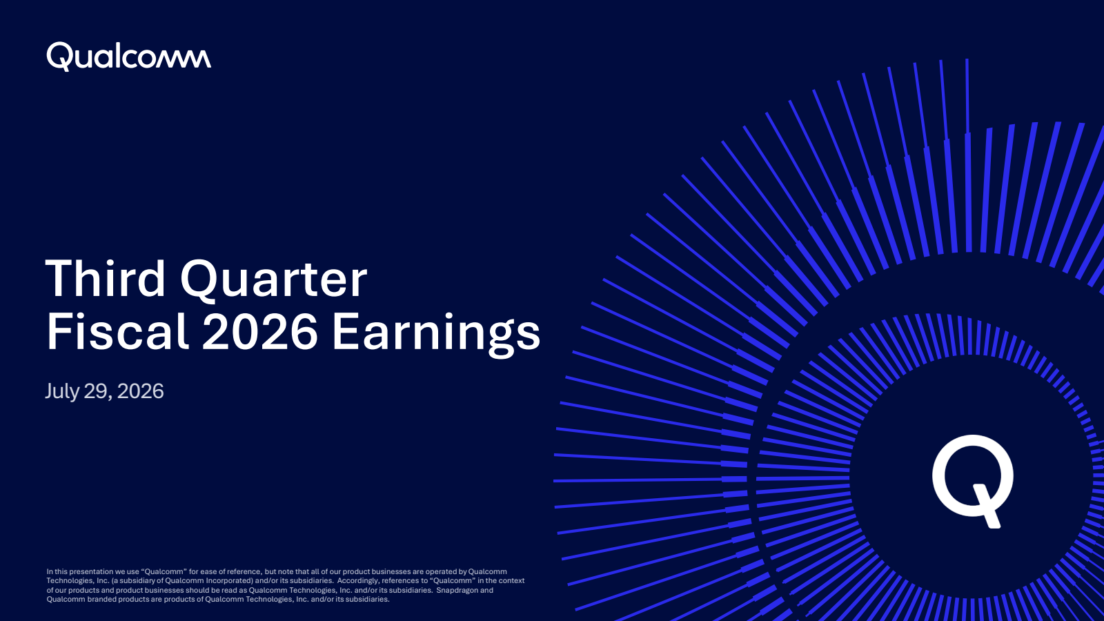 Qualcomm's Q3 2026 Slide Deck