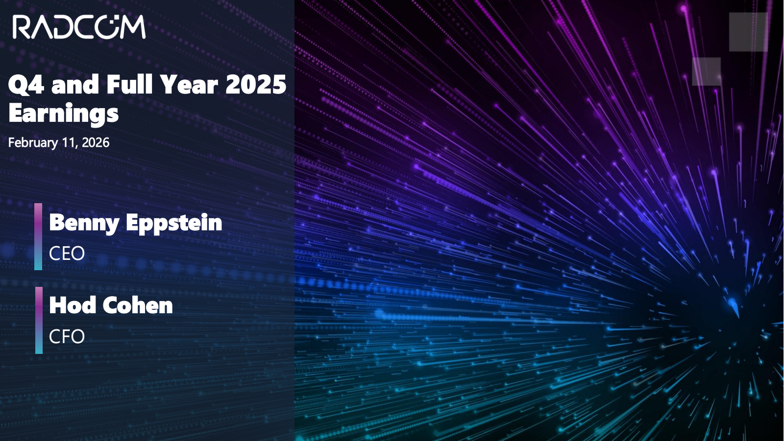 Radcom's Q4 2025 Slide Deck