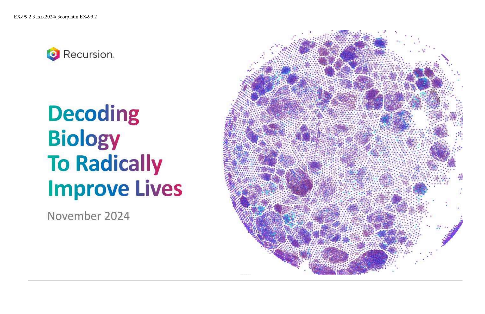 Recursion Pharmaceuticals' Q3 2024 Slide Deck
