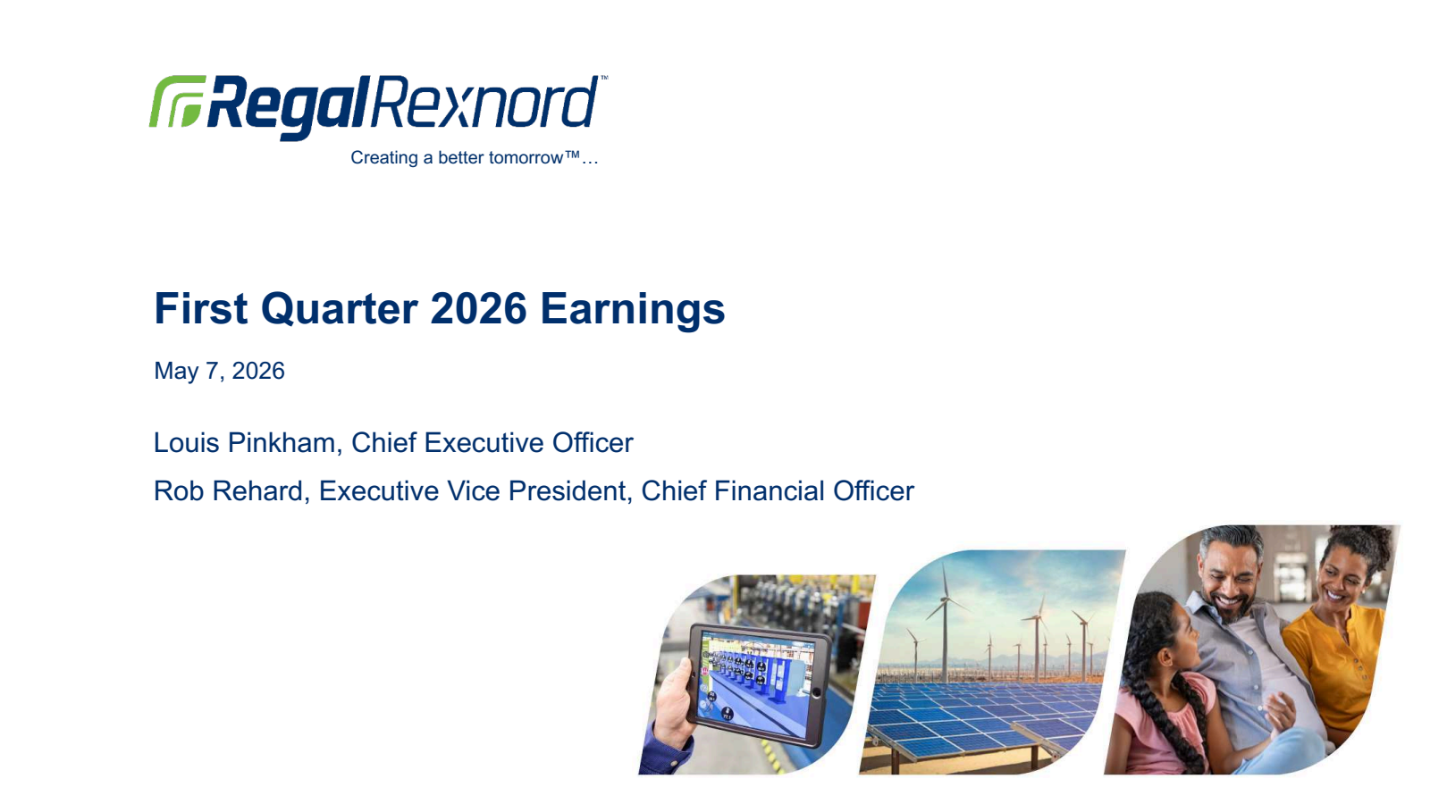 Regal Rexnord's Q1 2026 Slide Deck