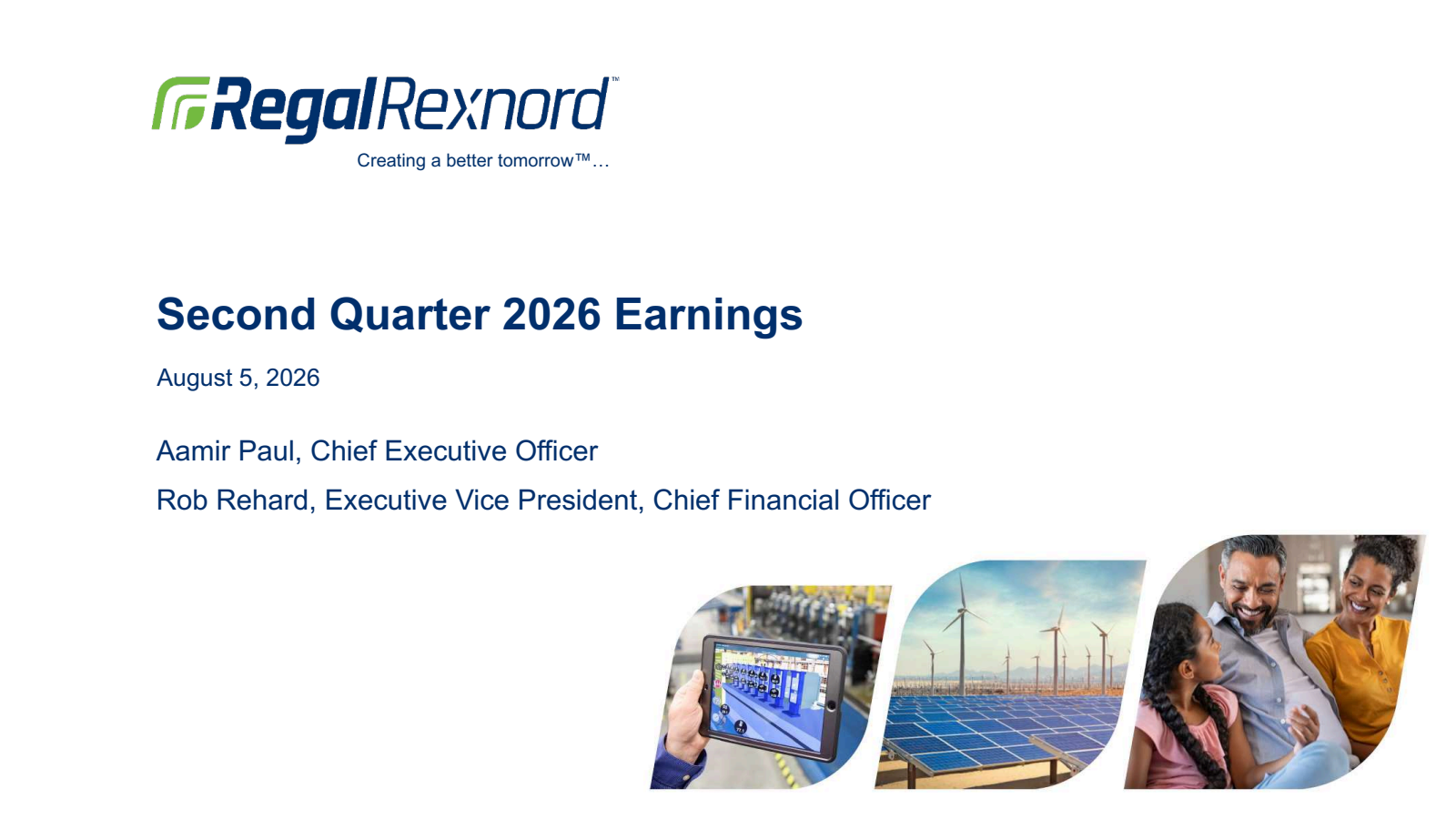 Regal Rexnord's Q2 2026 Slide Deck