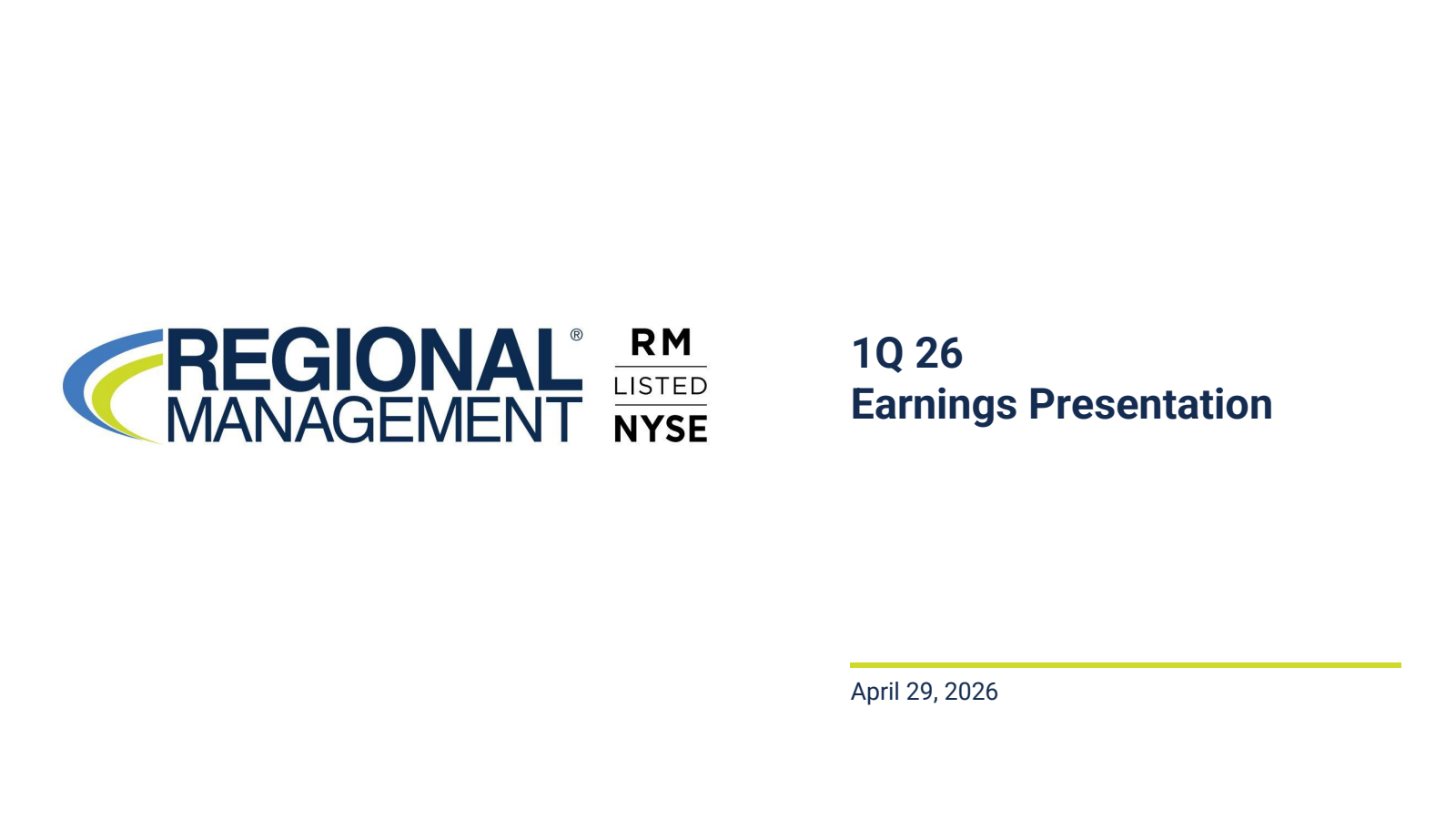 Regional Management's Q1 2026 Slide Deck
