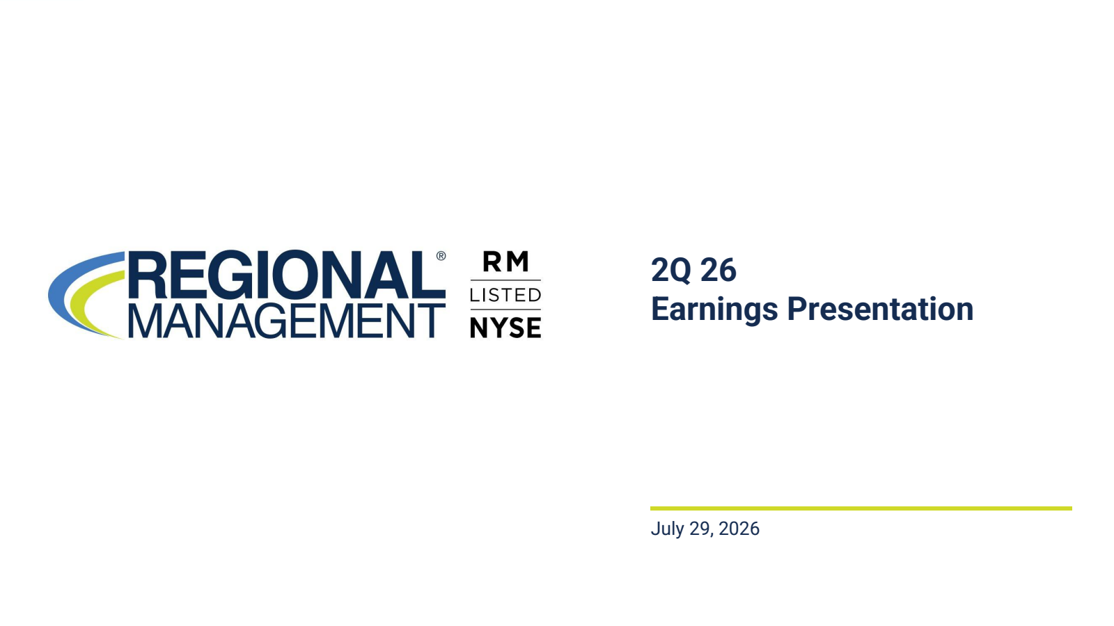 Regional Management's Q2 2026 Slide Deck