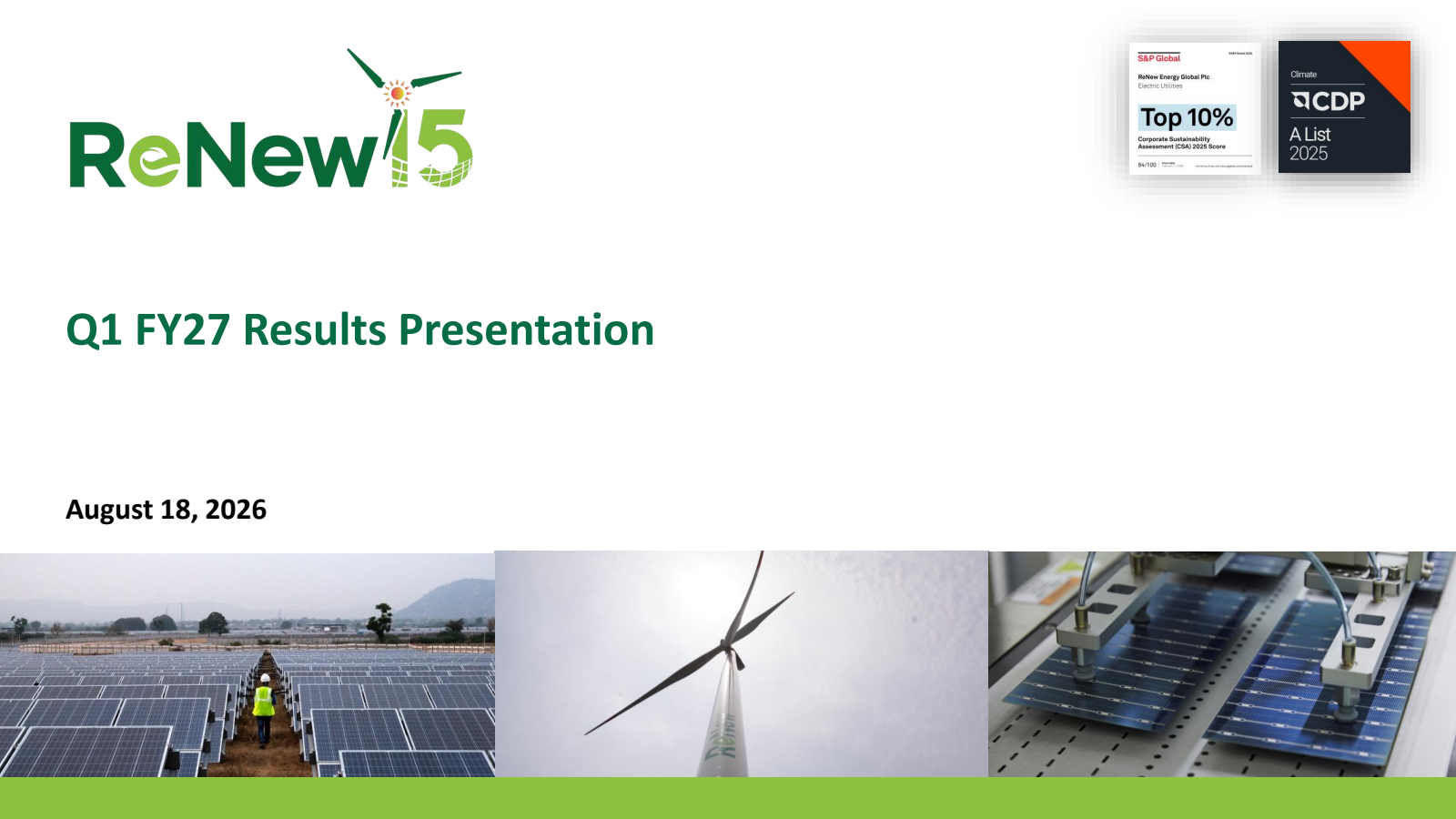 ReNew Energy Global's Q1 2027 Slide Deck