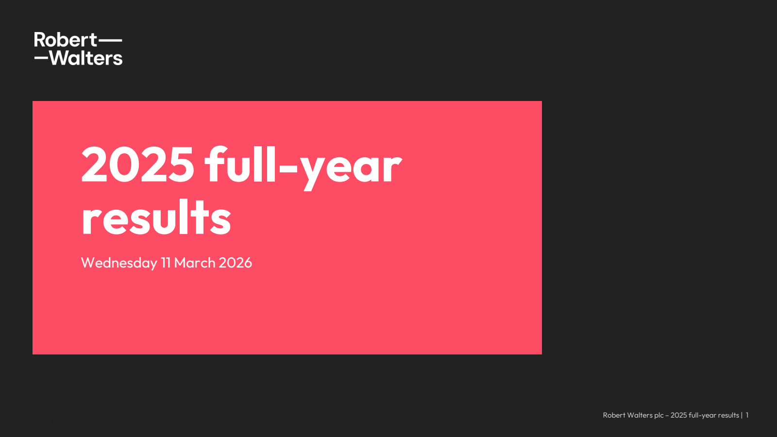 Robert Walters' H2 2025 Slide Deck