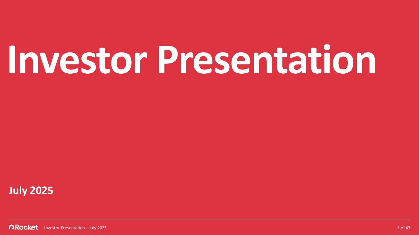 Rocket Companies' Q2 2025 Slide Deck