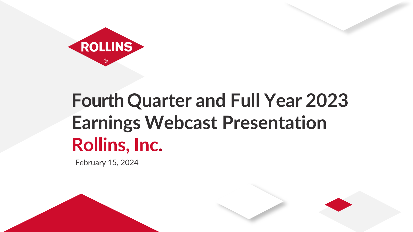 Rollins' Q4 2023 Slide Deck