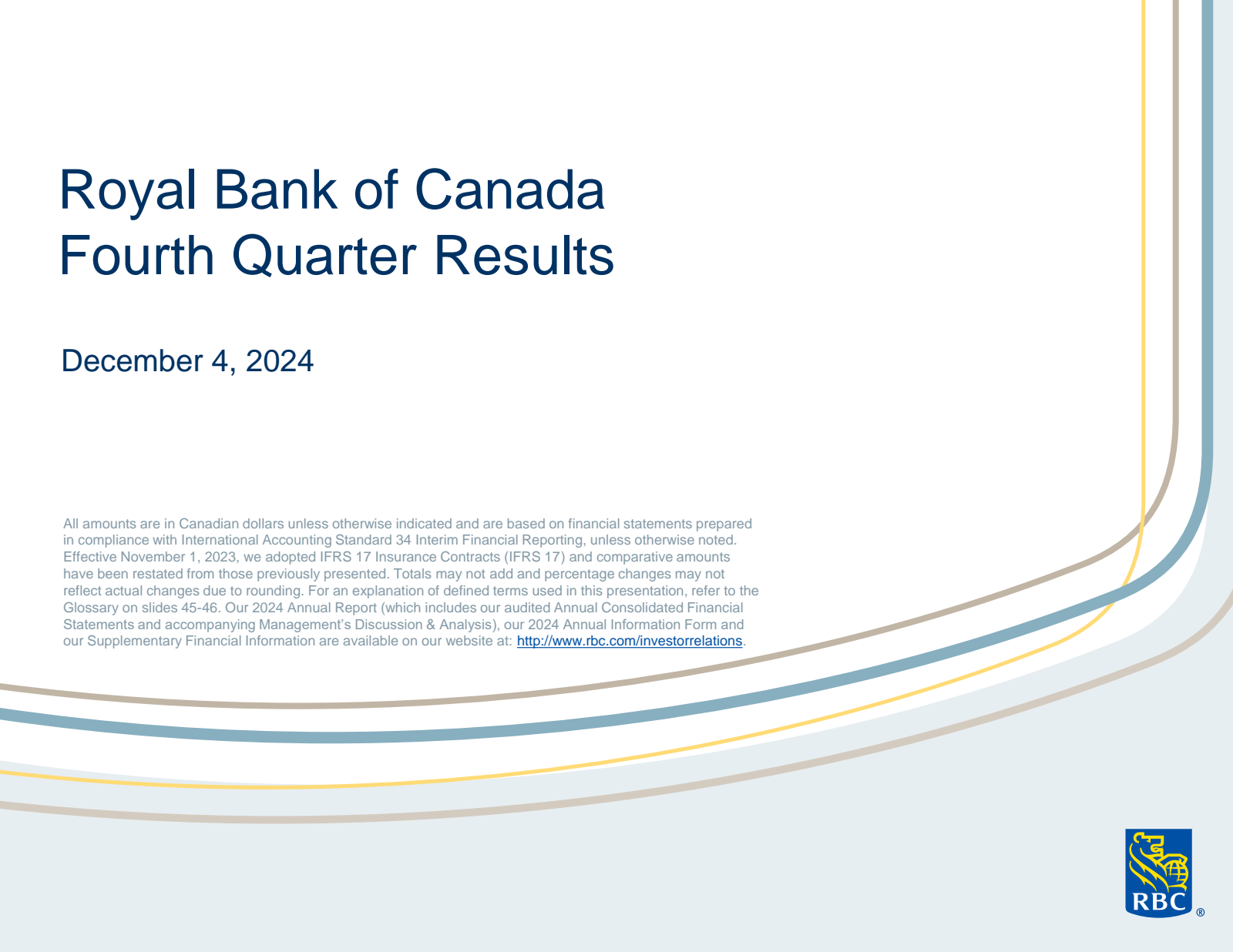 Royal Bank Of Canada's Q4 2024 Slide Deck