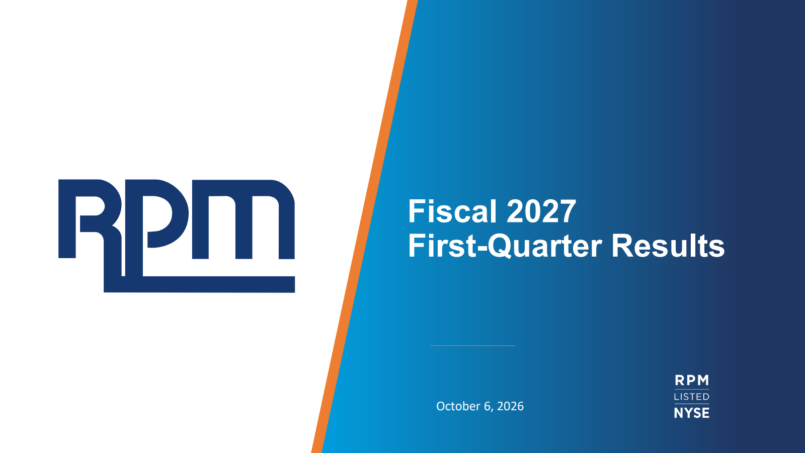 RPM International's Q1 2027 Slide Deck