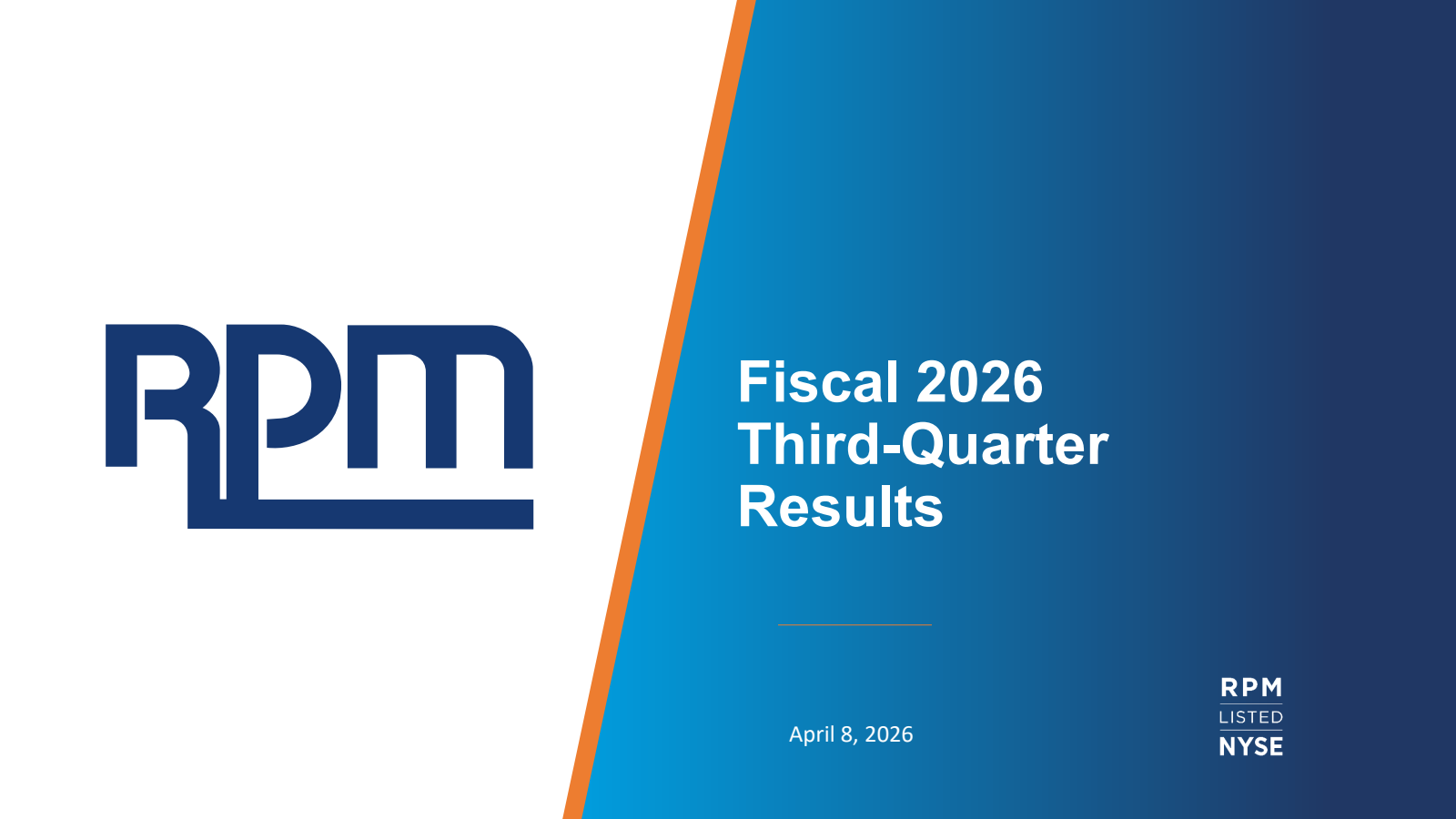 RPM International's Q3 2026 Slide Deck