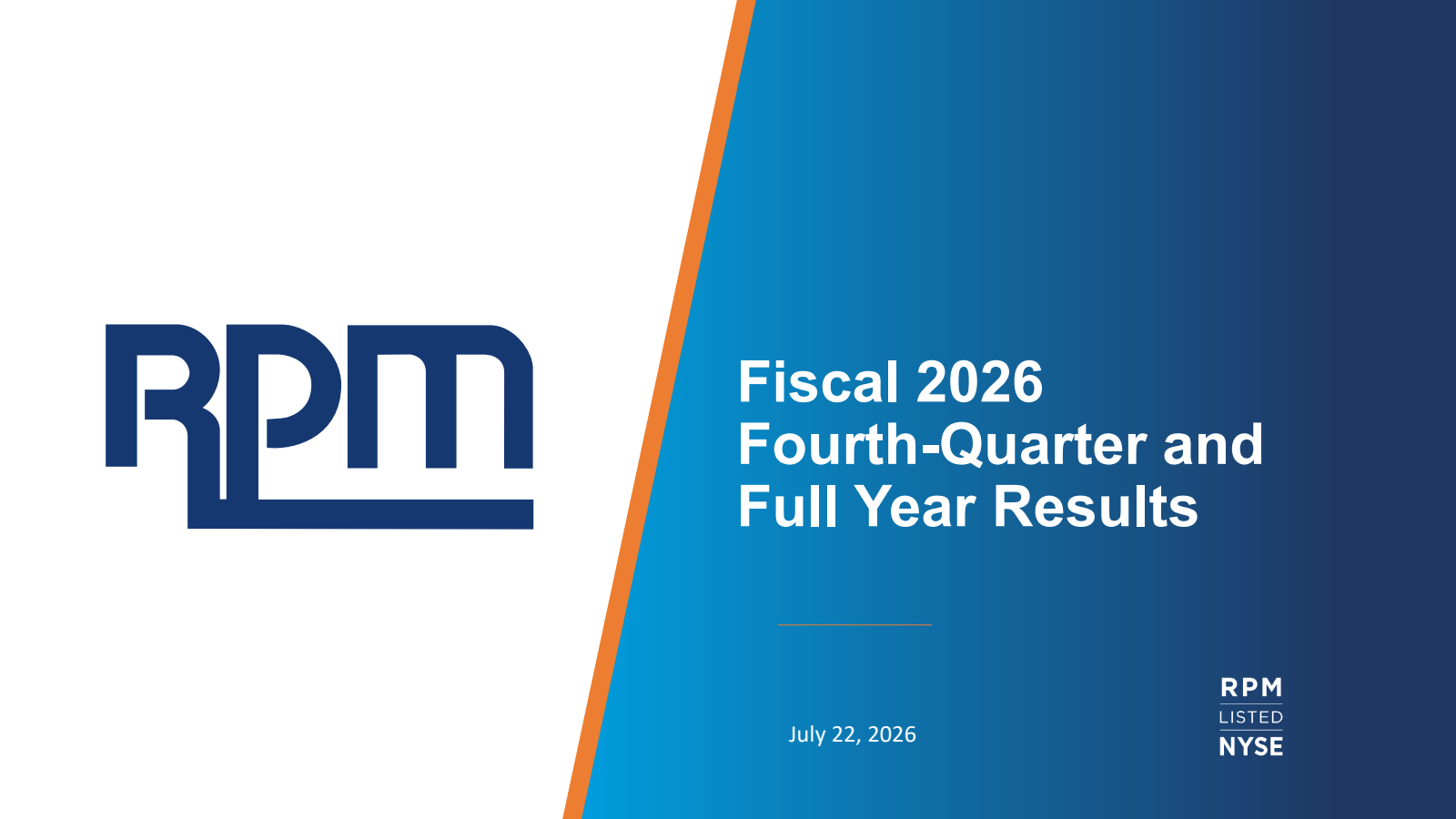 RPM International's Q4 2026 Slide Deck