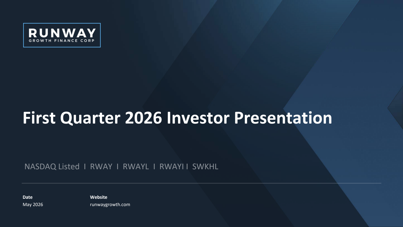 Runway Growth Finance's Q1 2026 Slide Deck