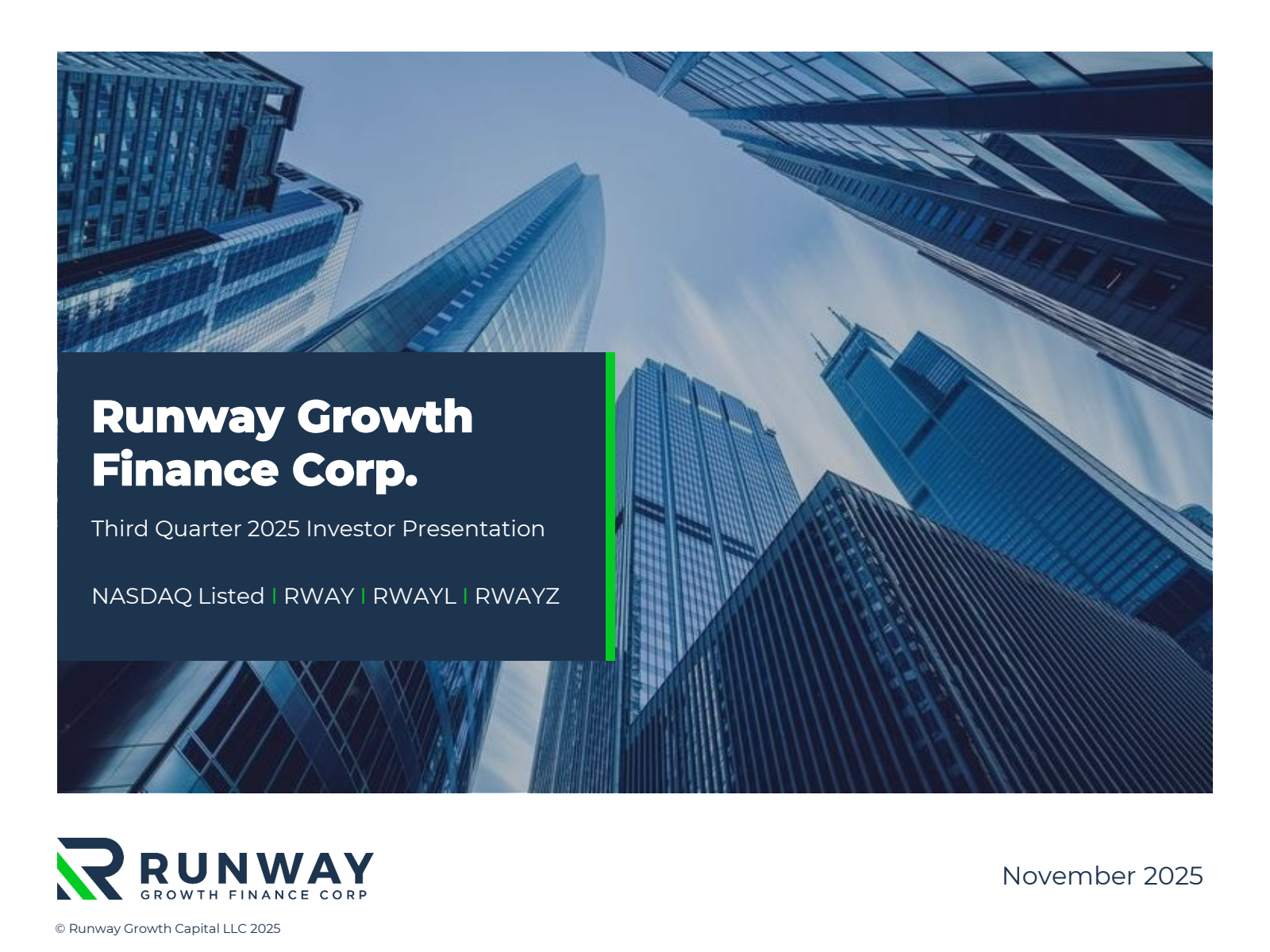 Runway Growth Finance's Q3 2025 Slide Deck