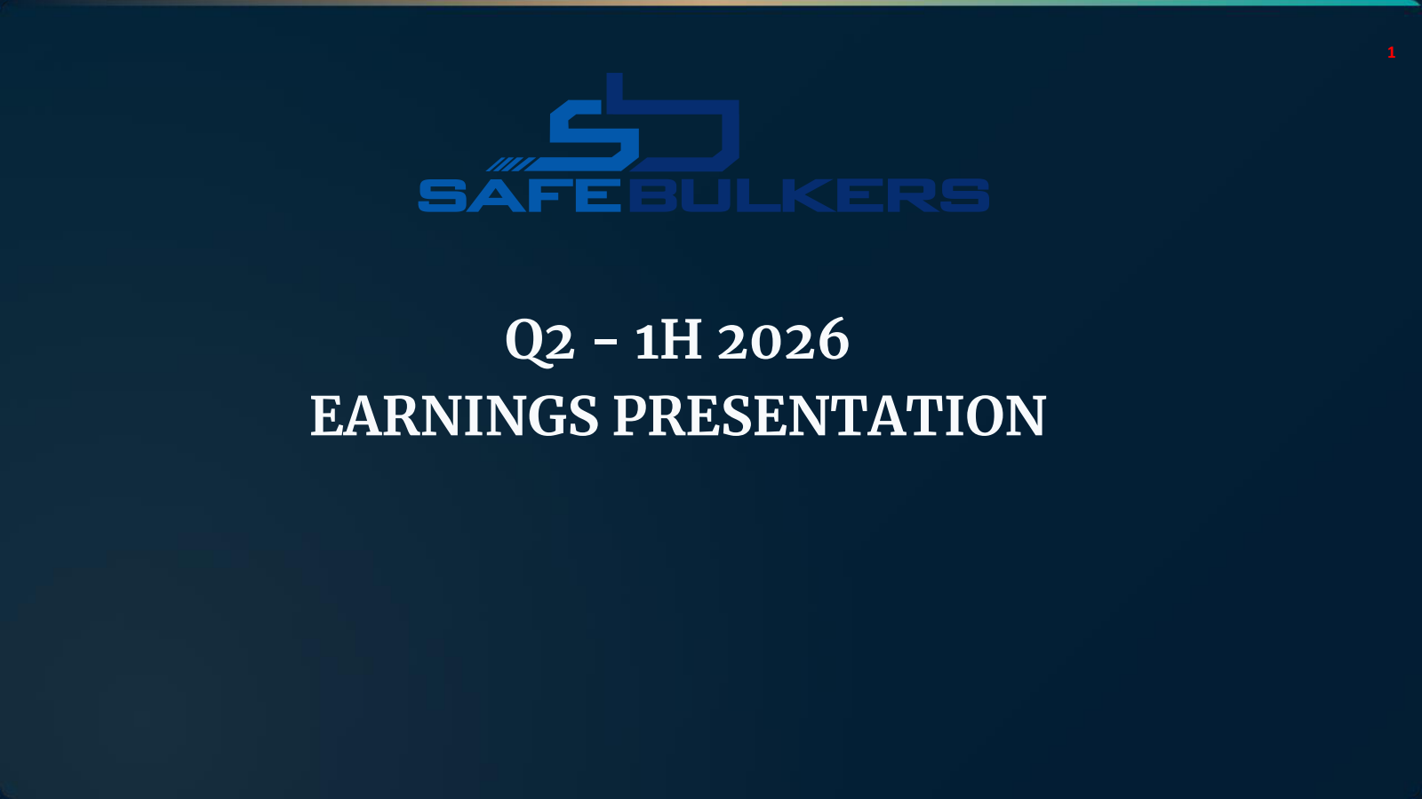 Safe Bulkers' Q2 2026 Slide Deck