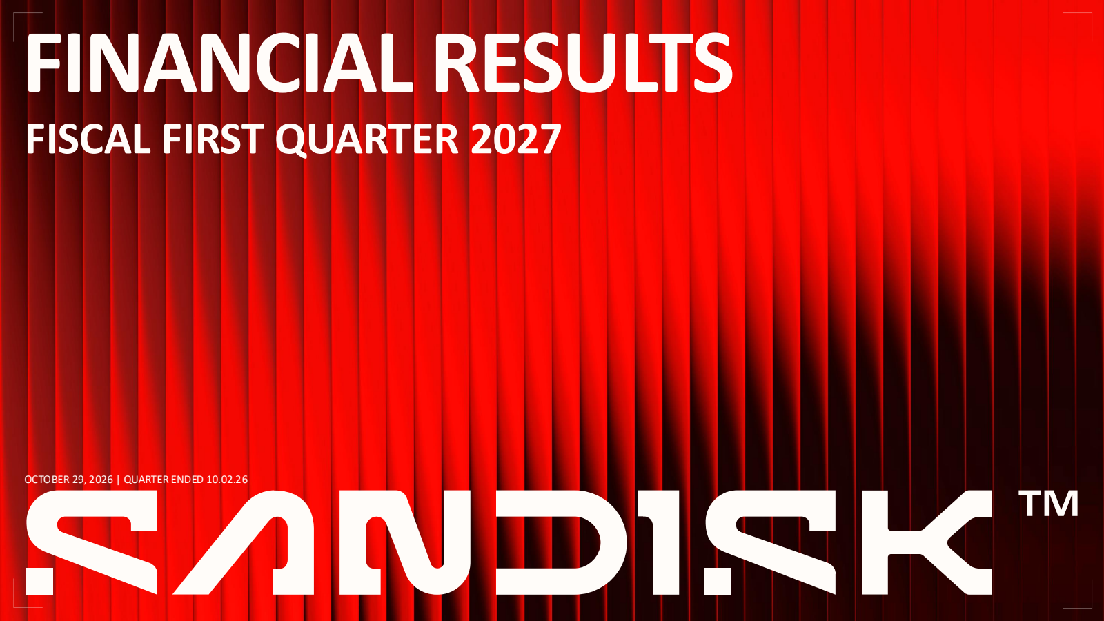Sandisk's Q1 2027 Slide Deck