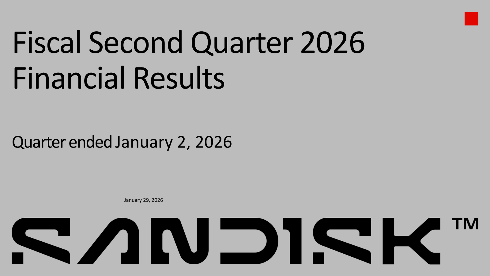 Sandisk's Q2 2026 Slide Deck