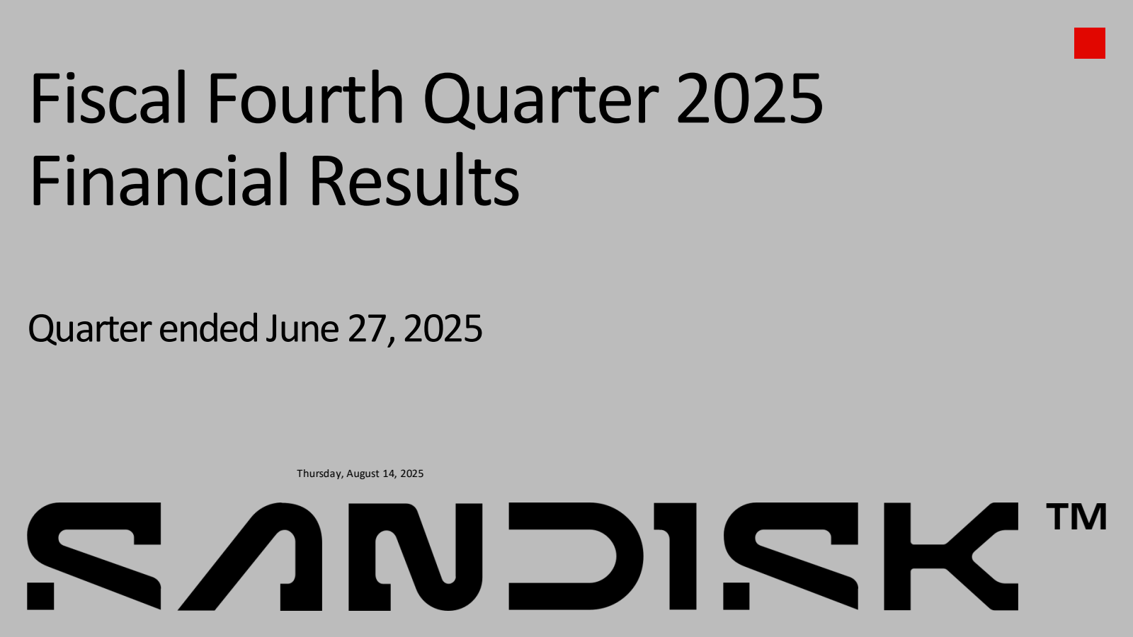 Sandisk's Q4 2025 Slide Deck
