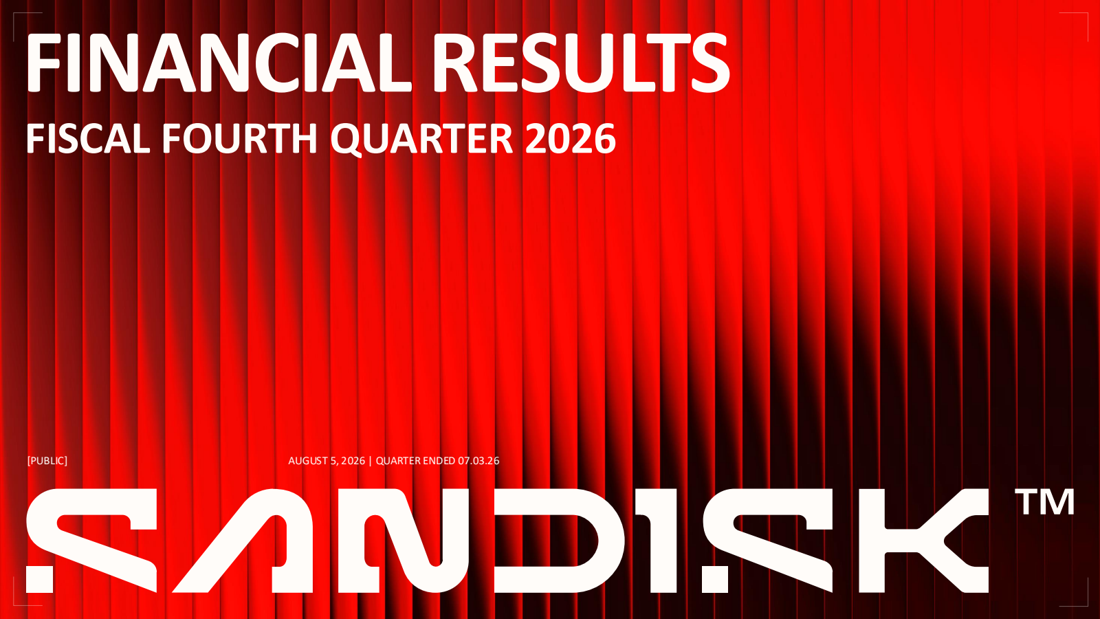 Sandisk's Q4 2026 Slide Deck